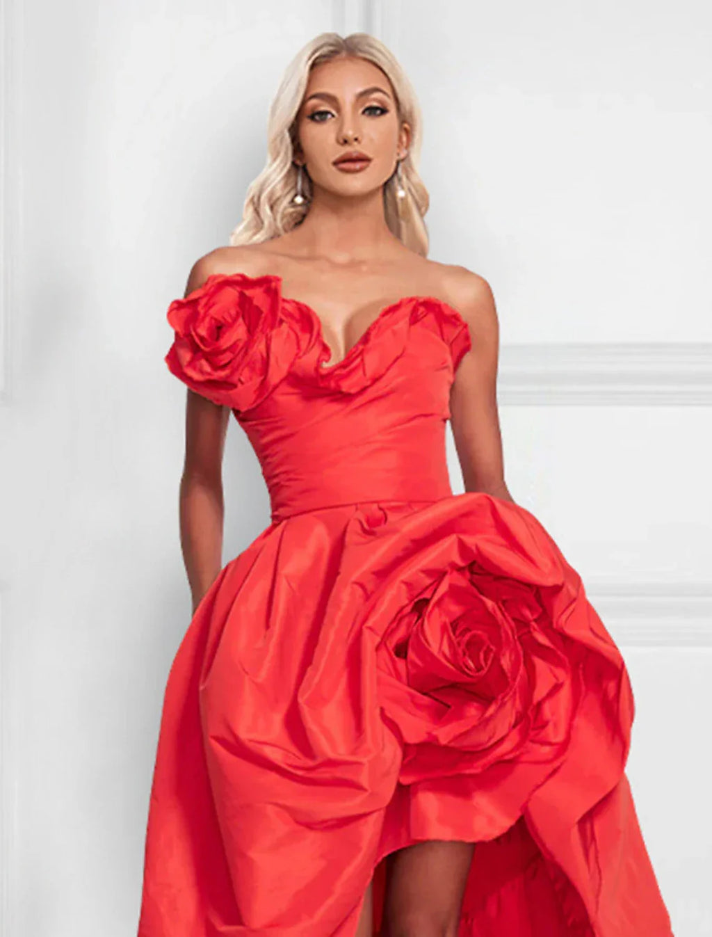 Cocktail Dresses Celebrity Style Dress Party Wear Wedding Party Asymmetrical Sleeveless Strapless with Shouder Flower