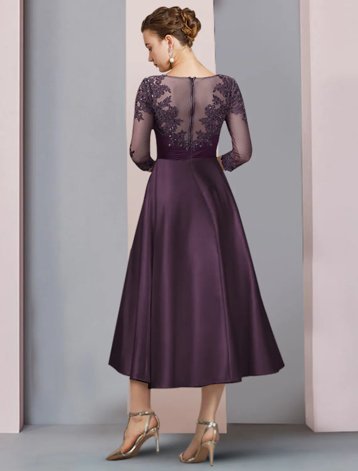 Mother of the Bride Dress Wedding Elegant Half Sleeve with Appliques