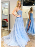 Puffy Dress Formal Floor Length Sleeveless Sweetheart Backless with Appliques