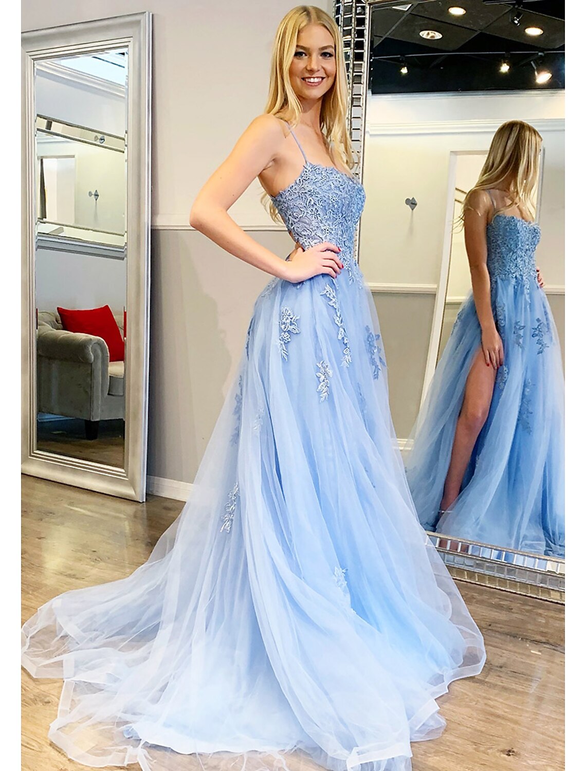 Puffy Dress Formal Floor Length Sleeveless Sweetheart Backless with Appliques