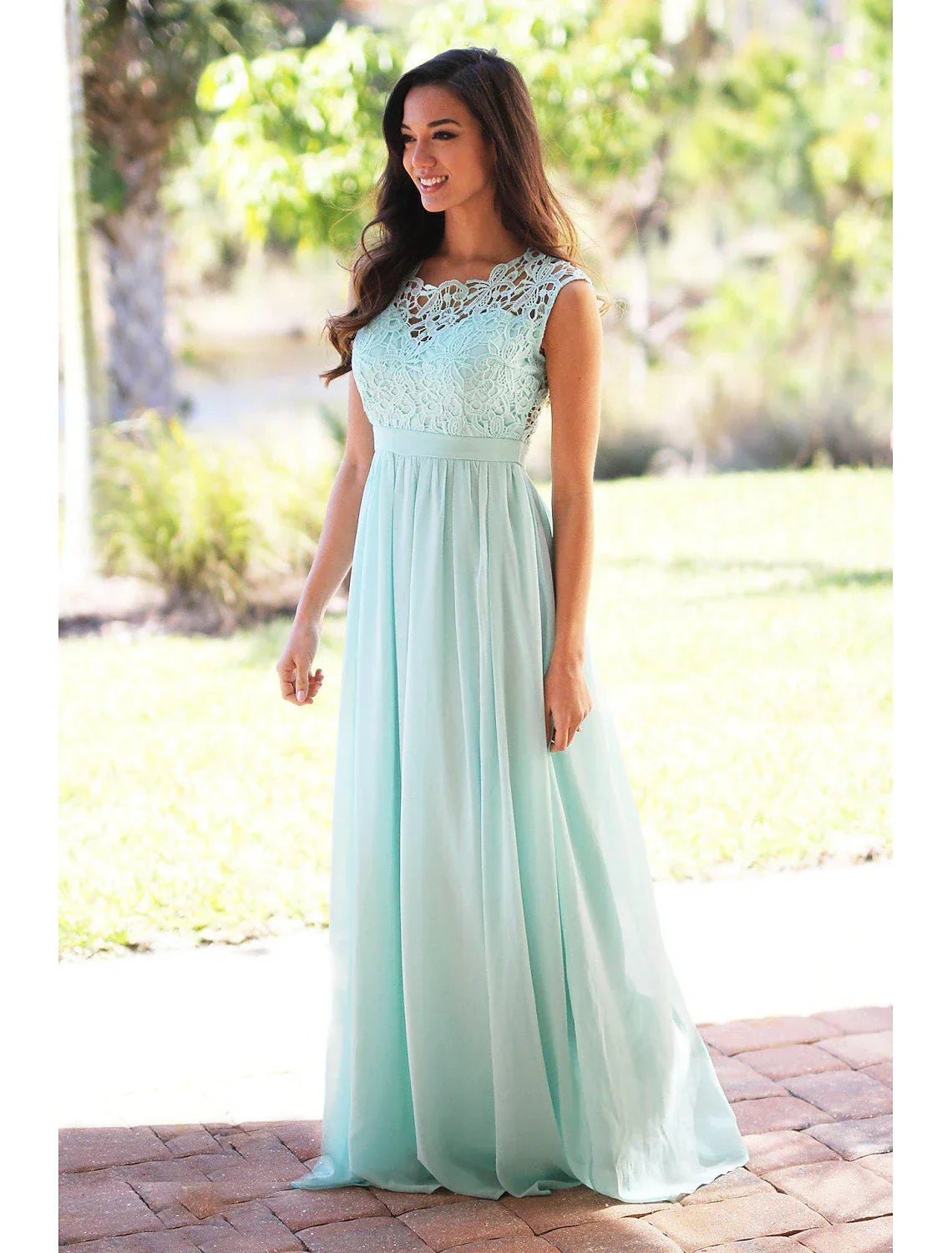Bridesmaid Dress Sleeveless Elegant Floor Length Ribbon Pleats