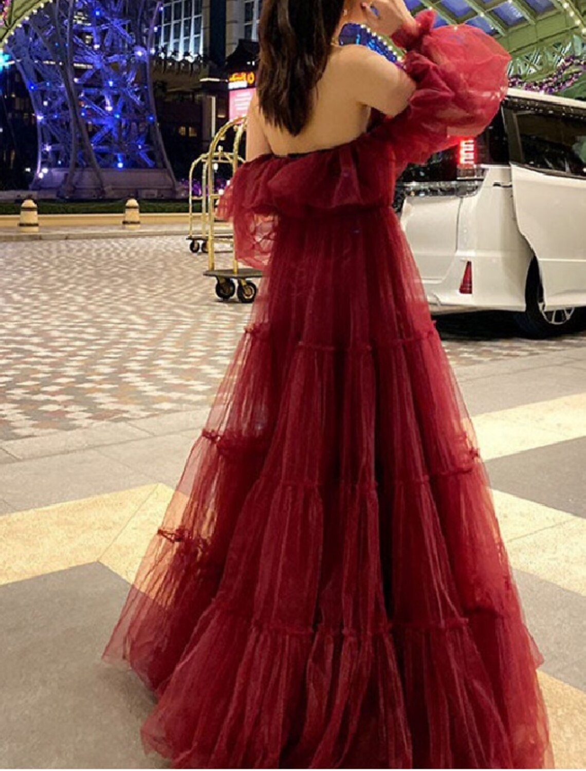 Ball Gown Elegant Princess Quinceanera Formal Evening Dress Off Shoulder Long Sleeve Floor Length