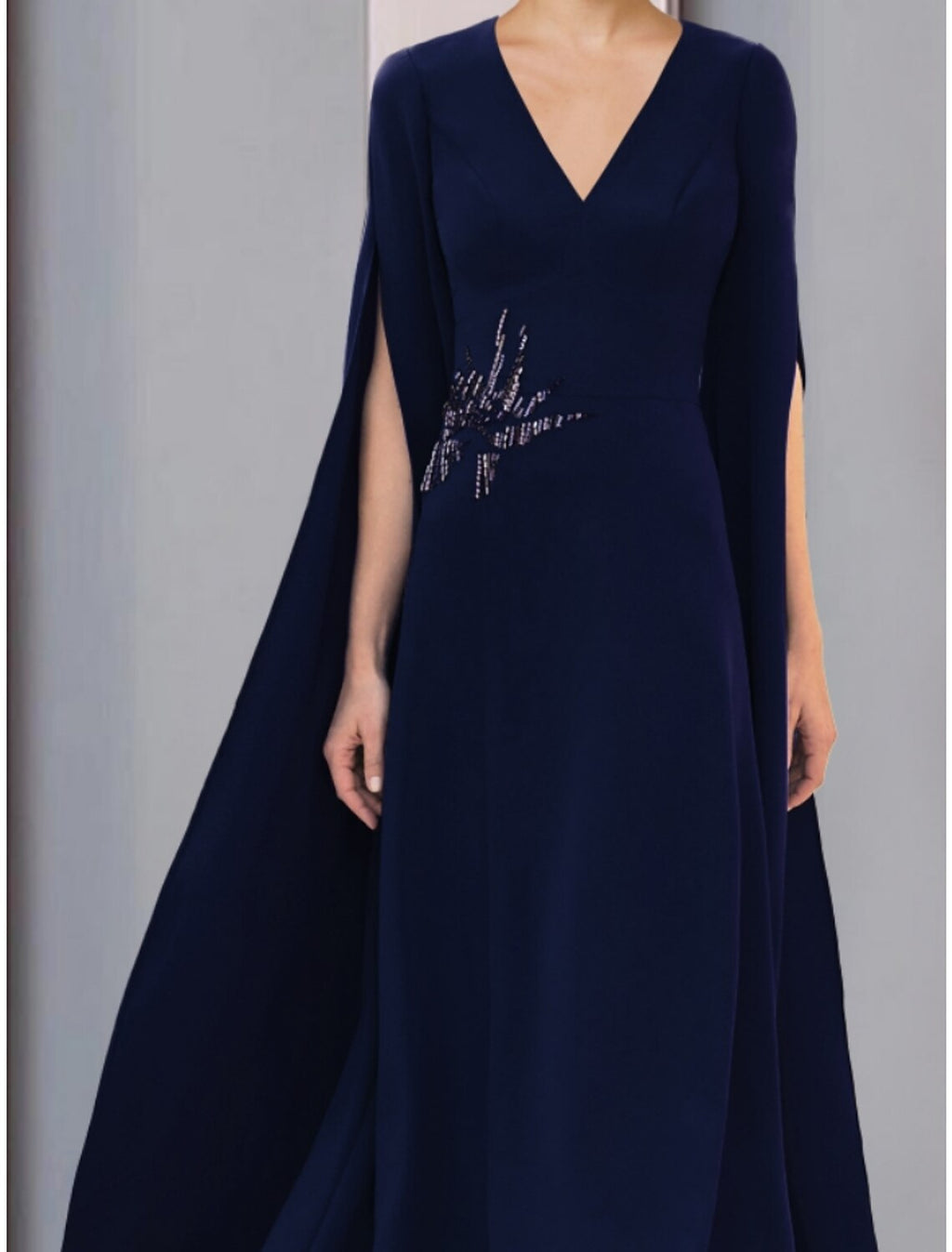 Mother of the Bride Dress Wedding Guest Elegant V Neck Ankle Length Half Sleeve with Ruching Solid Color