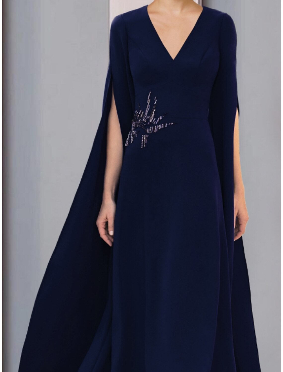 Mother of the Bride Dress Wedding Guest Elegant V Neck Ankle Length Half Sleeve with Ruching Solid Color