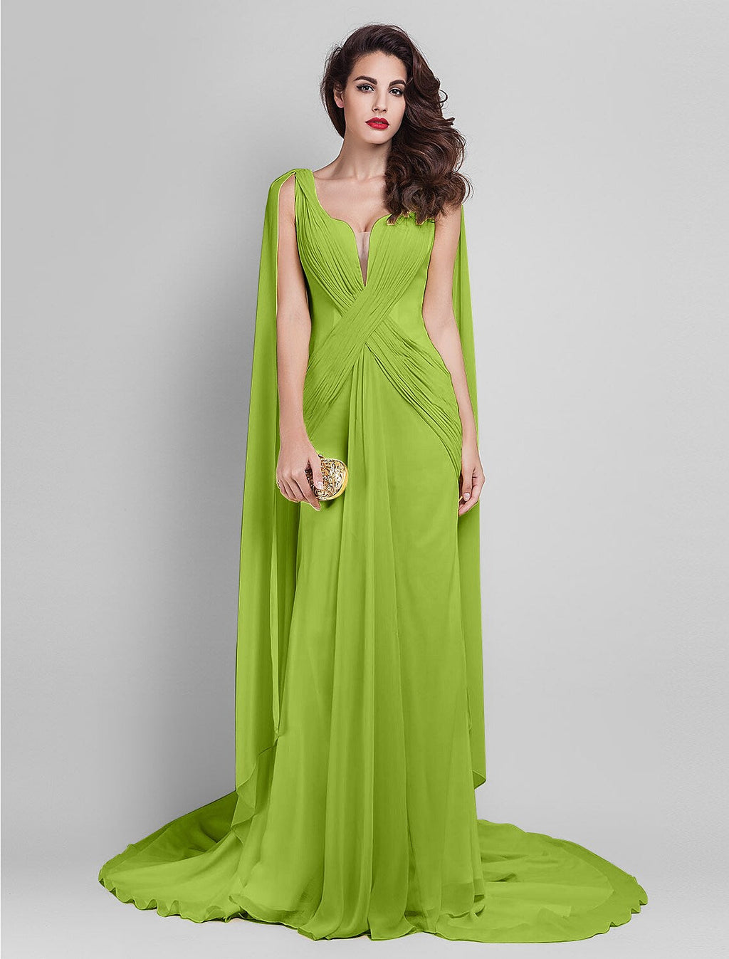 Wedding Sleeveless Neck V Back Criss Cross Side Draping