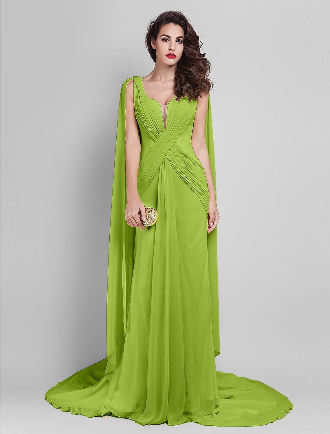 Wedding Sleeveless Neck V Back Criss Cross Side Draping