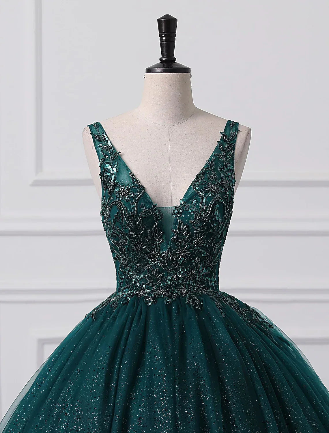 Sparkle Shine Dress Quinceanera Floor Length Sleeveless V Neck with Appliques