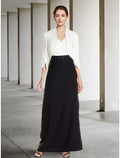 Black Two Piece Sheath / Column Mother of the Bride Dress Wedding Guest Elegant Dress V Neck Ankle Length Half Sleeve with Split Front Ruching