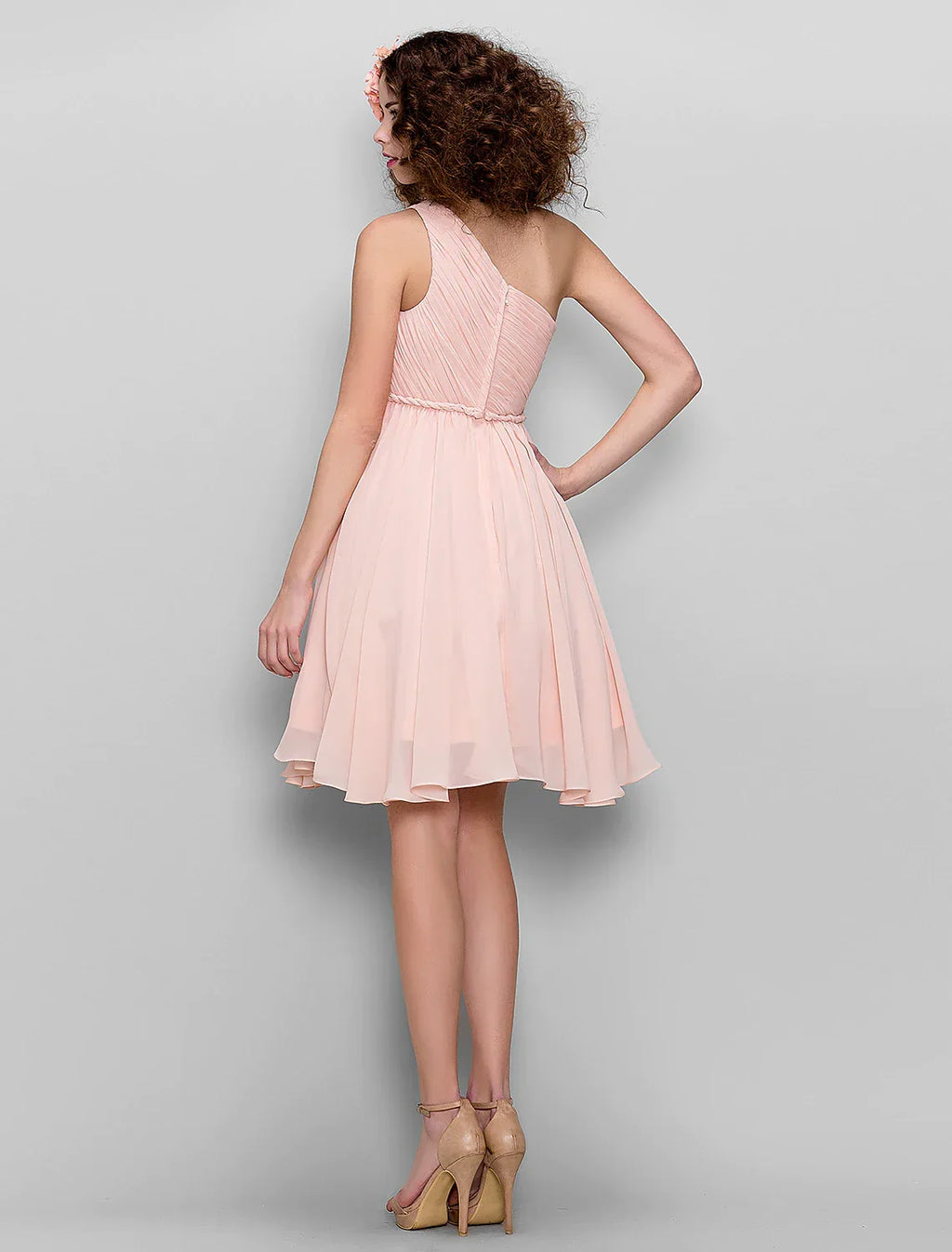 Bridesmaid Dress One Shoulder Sleeveless All Celebrity Styles Knee Length with Side Draping
