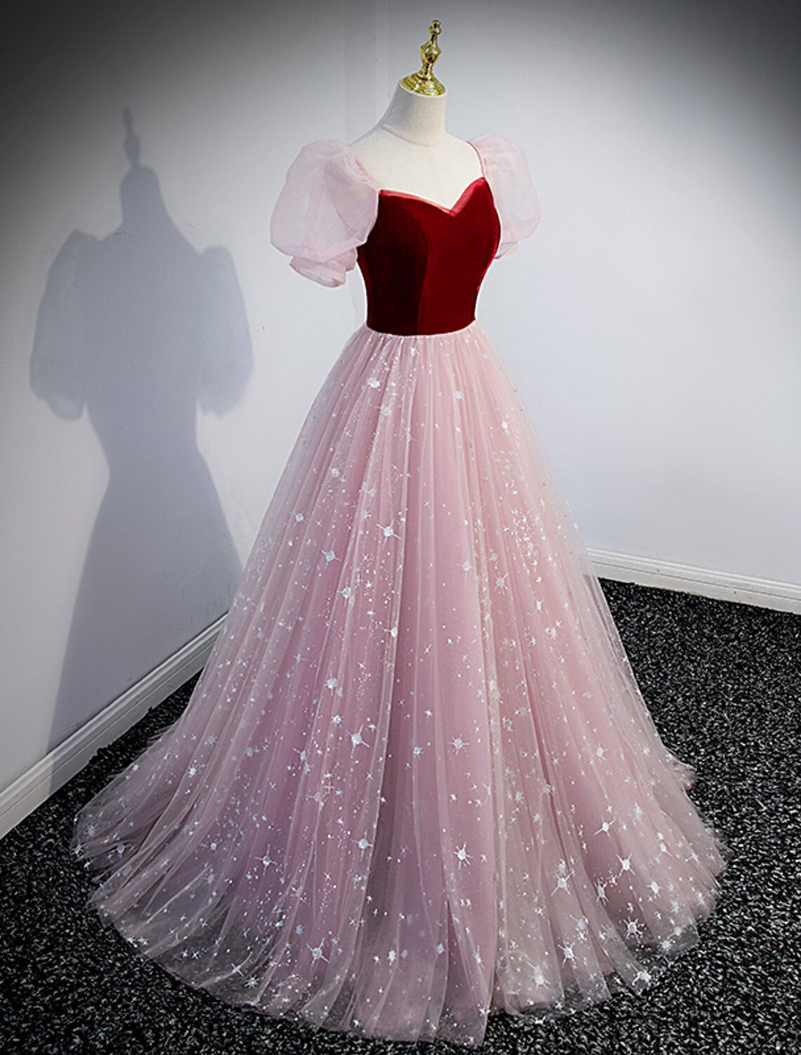 Princess Dress Prom Floor Length Short Sleeve Sweetheart