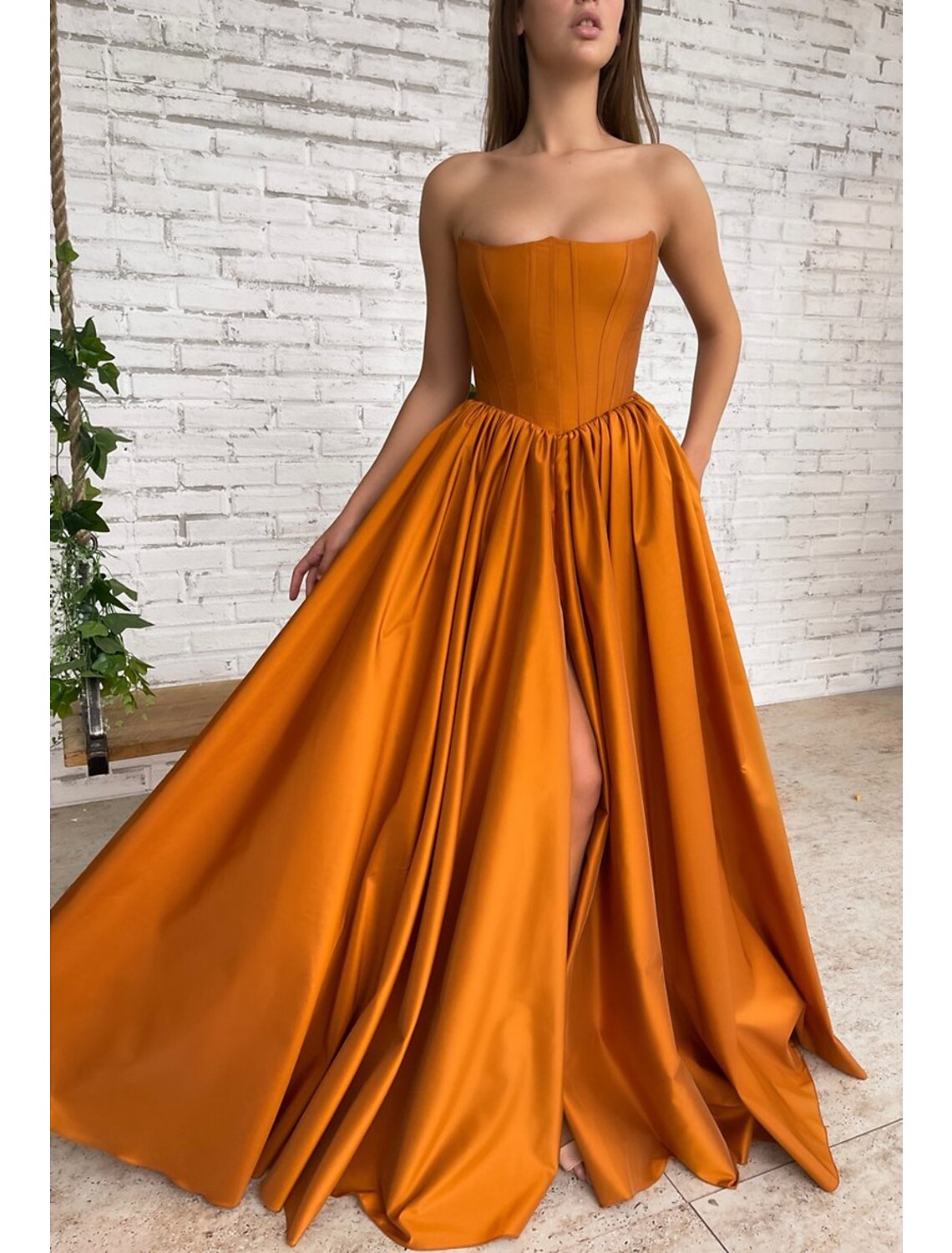 Ball Gown Evening Gown Corsets Dress Engagement Formal Evening Sweep / Brush Train Sleeveless Strapless
