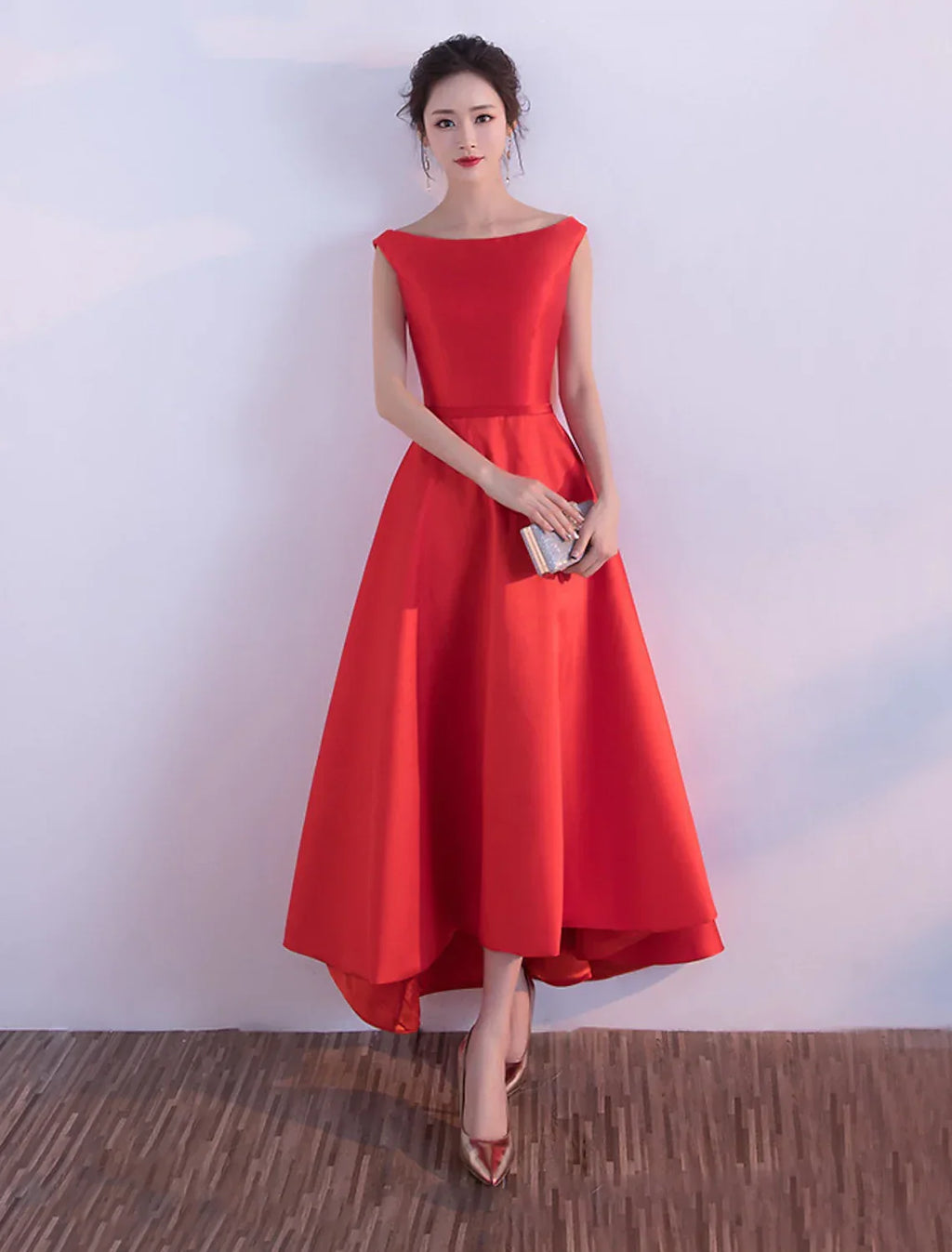 Evening Gown Elegant Minimalist Dress Party Wear Wedding Guest Asymmetrical Sleeveless with Sleek