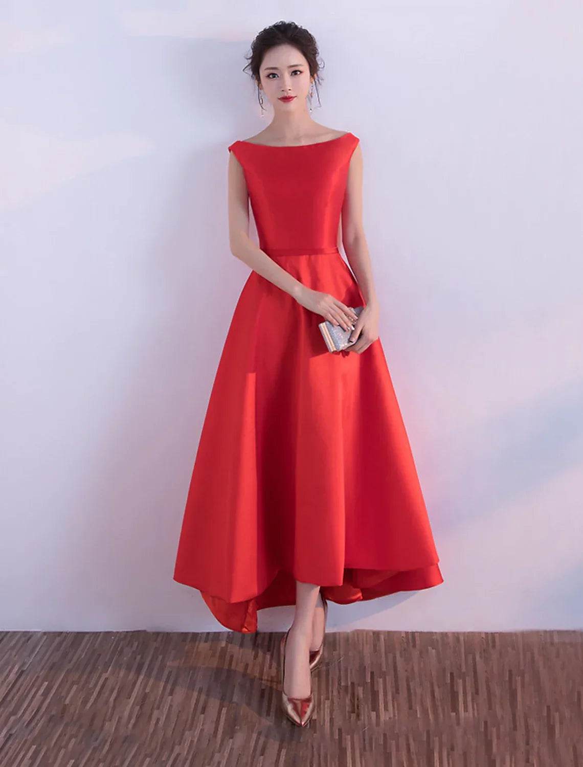 Evening Gown Elegant Minimalist Dress Party Wear Wedding Guest Asymmetrical Sleeveless with Sleek