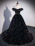 Ball Gown Prom Dresses Sparkle & Shine Dress Wedding Guest Birthday Court Train Sleeveless Off Shoulder with Pleats