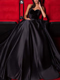 Ball Gown Evening Gown Elegant Dress Wedding Guest Formal Evening Court Train Sleeveless Strapless with Sleek