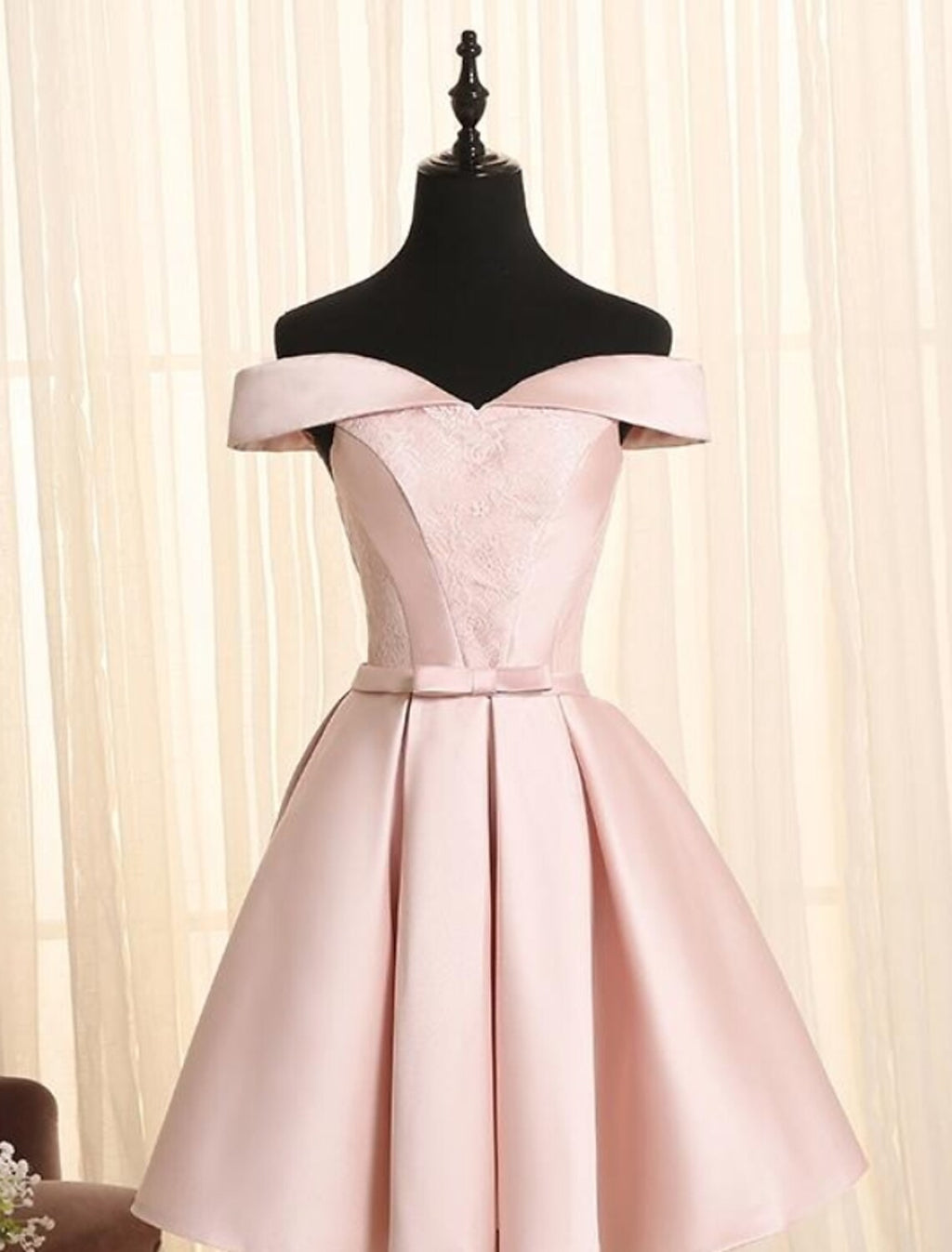 Engagement Party Dress Off Shoulder Sleeveless Short Mini with Bow(s)
