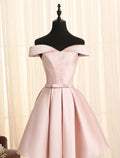 Engagement Party Dress Off Shoulder Sleeveless Short Mini with Bow(s)