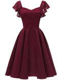 Cocktail Dresses Vintage Dress Party Wear Wedding Guest Knee Length Short Sleeve V Neck Spandex