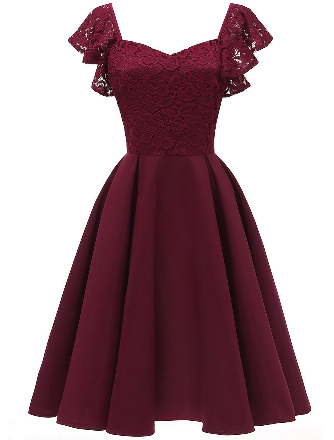 Cocktail Dresses Vintage Dress Party Wear Wedding Guest Knee Length Short Sleeve V Neck Spandex