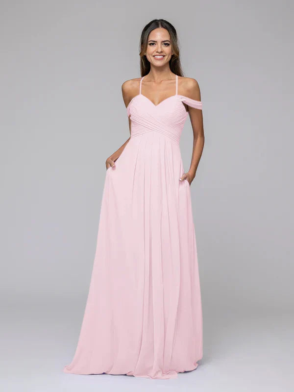 Sweetheart Cold Shoulder Crisscross Back Bridesmaid Dresses