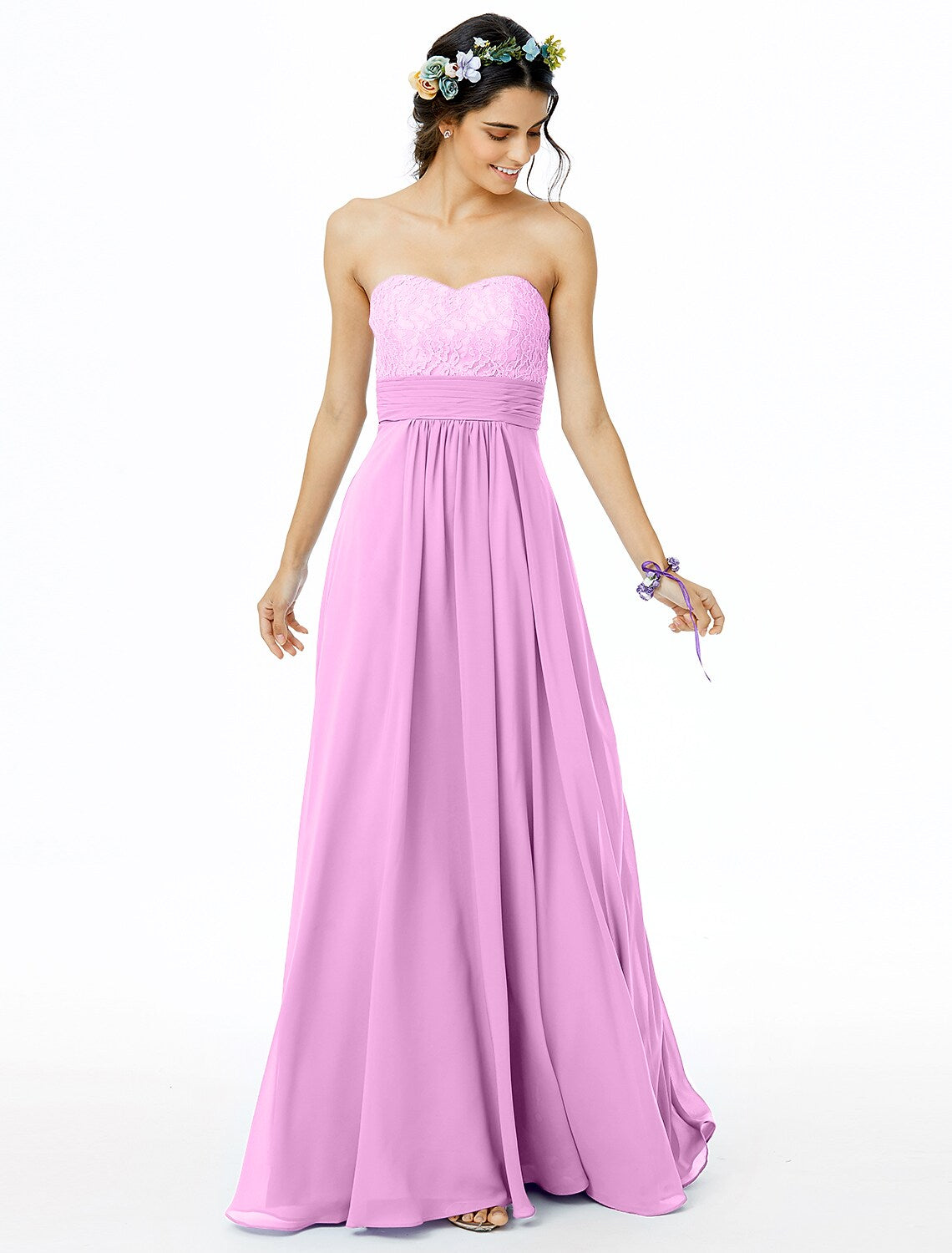 Bridesmaid Dress Sweetheart Neckline Sleeveless Open Back Floor Length / with / Sash / Ribbon / Ruched