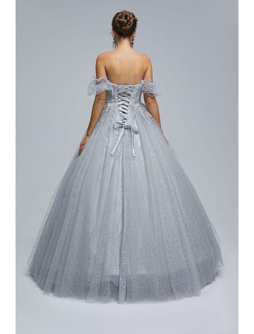 Ball Gown Prom Dresses Princess Dress Graduation Quinceanera Floor Length Short Sleeve Sweetheart with Appliques