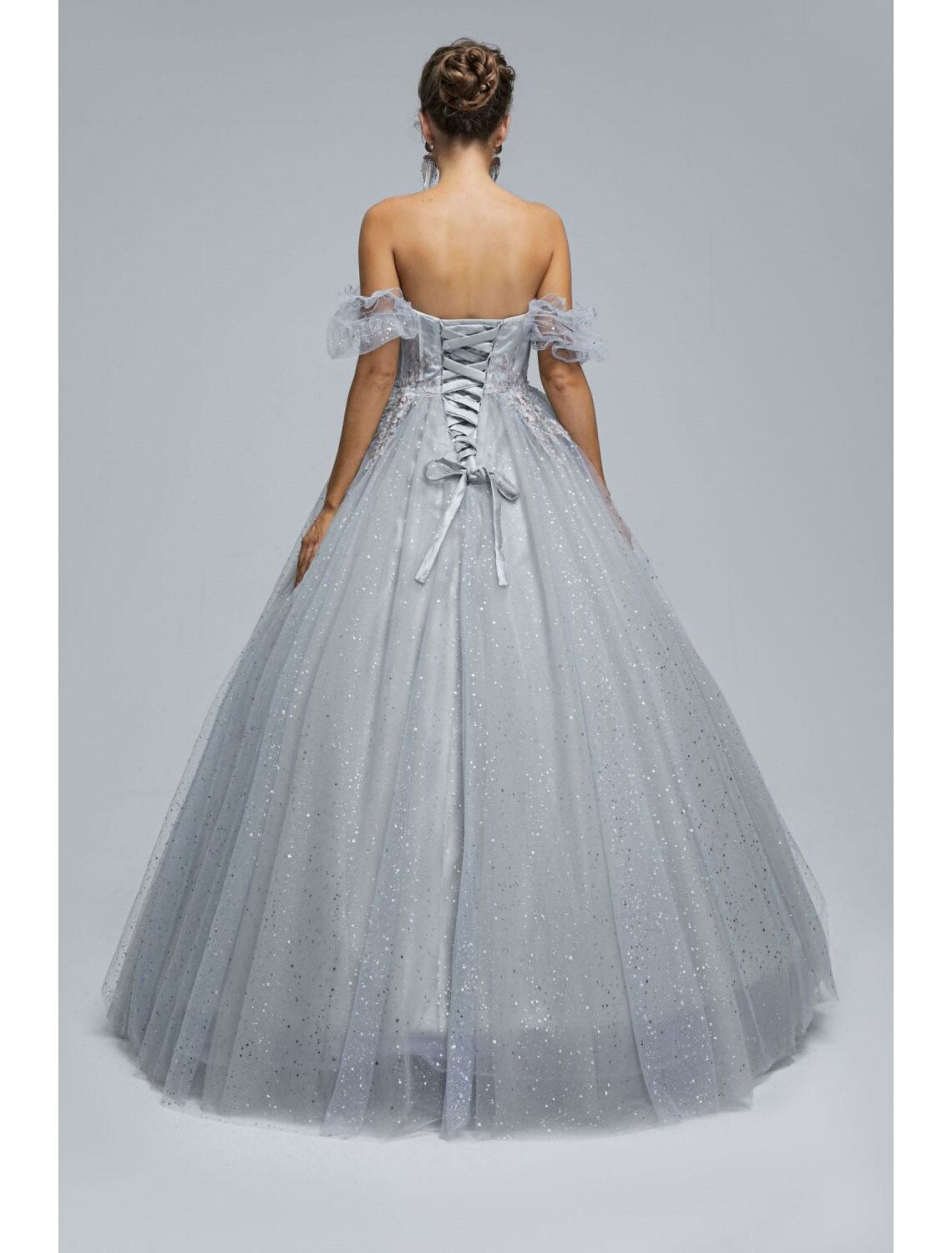 Ball Gown Prom Dresses Princess Dress Graduation Quinceanera Floor Length Short Sleeve Sweetheart with Appliques