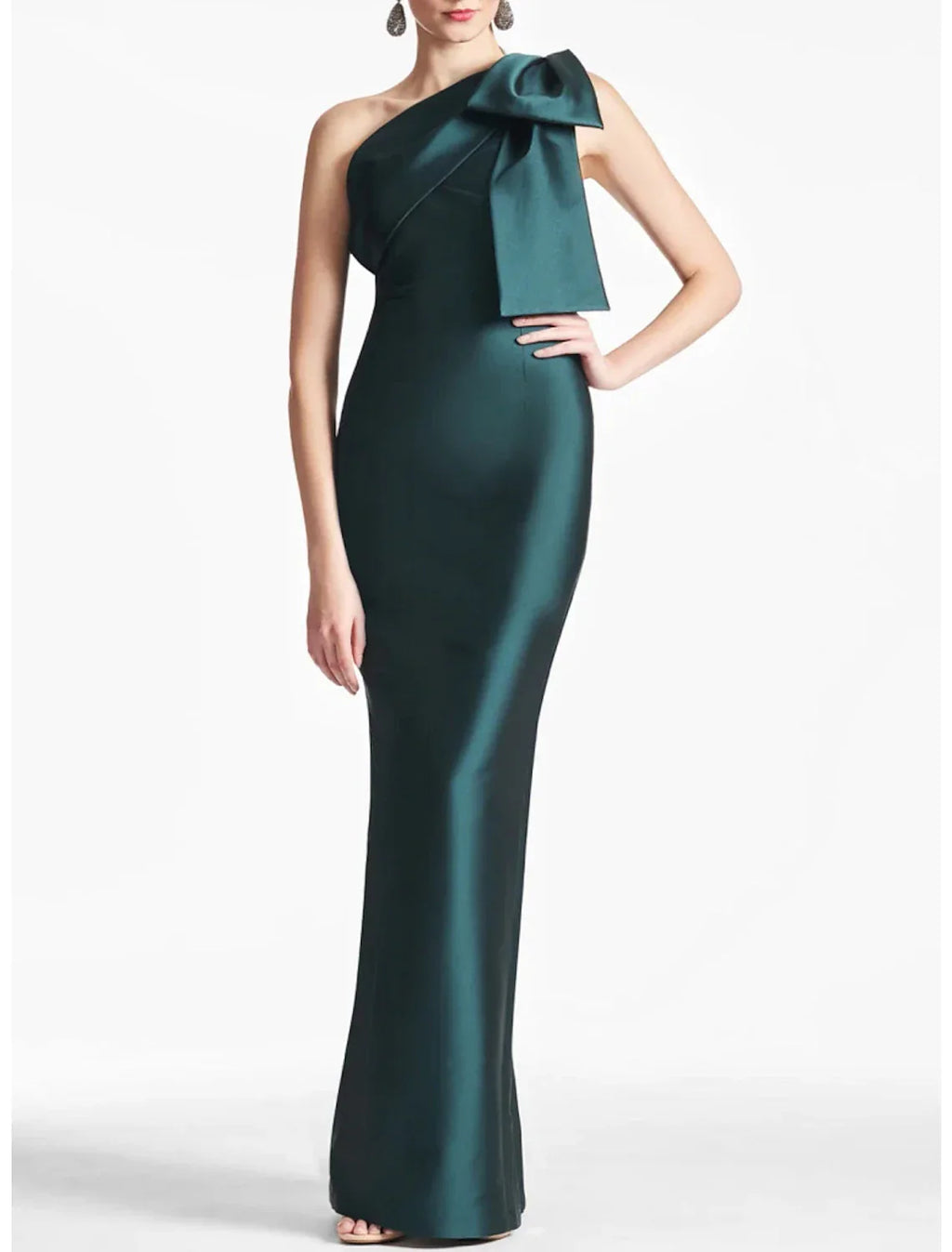 Black Mermaid Party Dress Evening Gown Champagne Elegant Dress Formal Fall Ankle Length Sleeveless One Shoulder with Bow(s) Slit