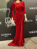 Sheath / Column Celebrity Style Minimalist Wedding Guest Formal Evening Dress Jewel Neck 3/4 Length Sleeve Sweep / Brush Train with Draping