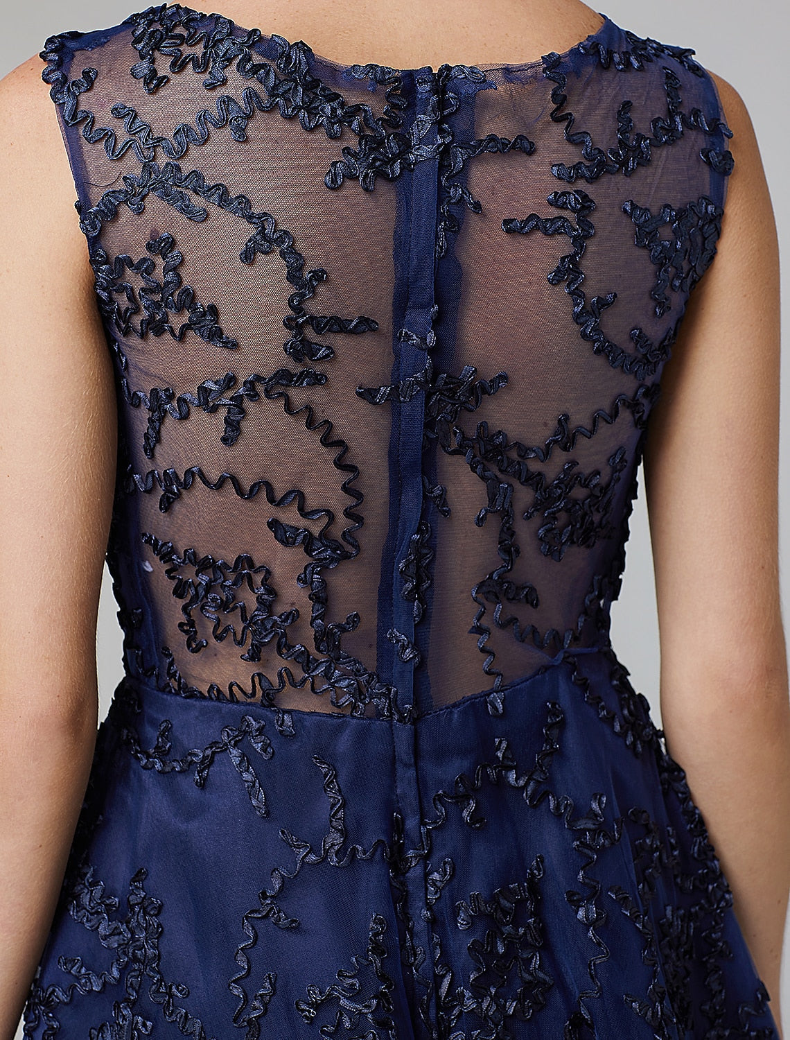 Hot Dress Wedding Guest Cocktail Party Asymmetrical Sleeveless Illusion Neck with Appliques