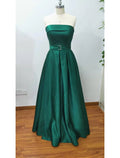 Minimalist Dress Wedding Guest Floor Length Sleeveless Strapless with Pleats Slit