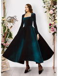 Ball Gown Evening Gown Vintage Dress Prom Ankle Length Long Sleeve Square Neck