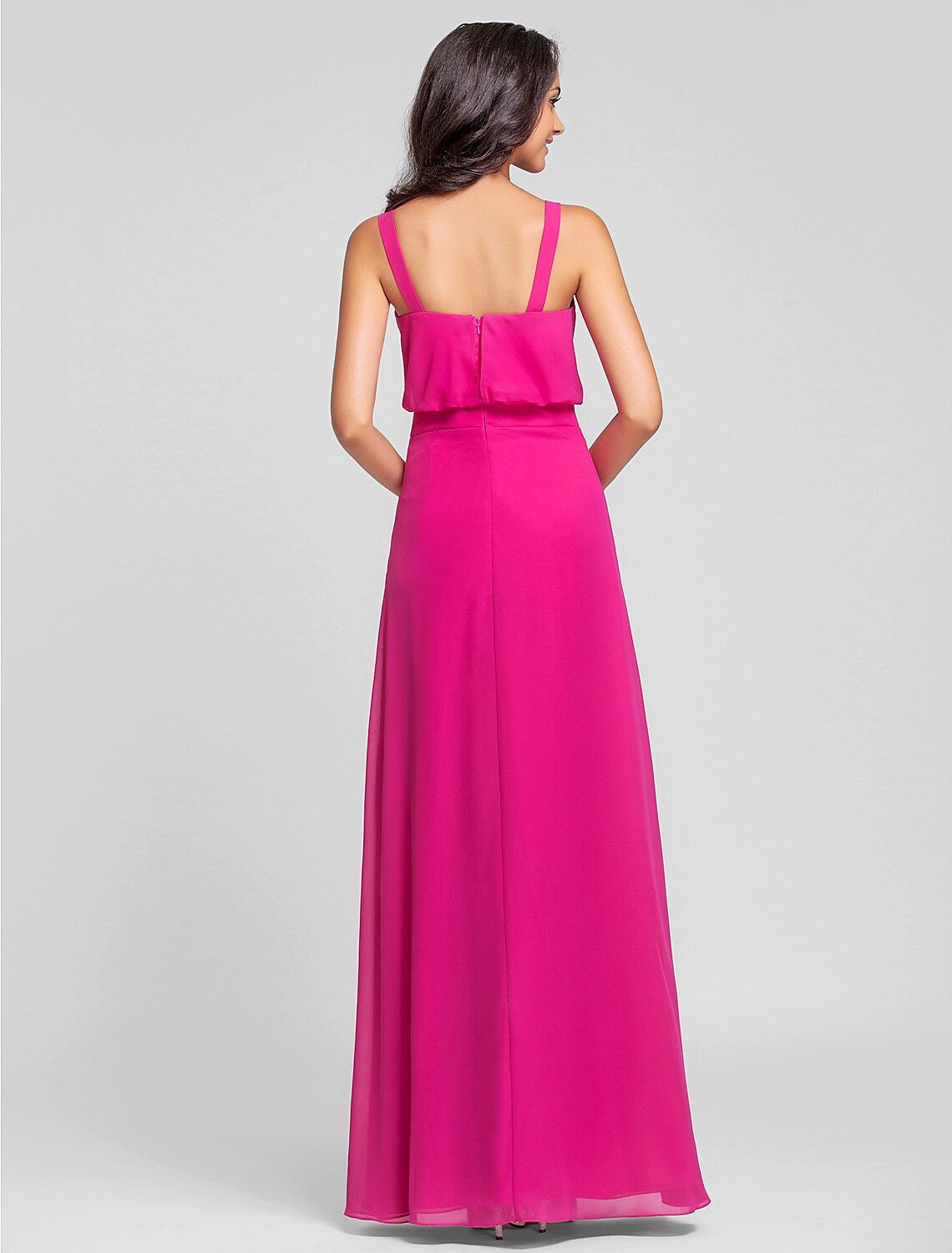 Bridesmaid Dress Straps Sleeveless Floor Length with Draping