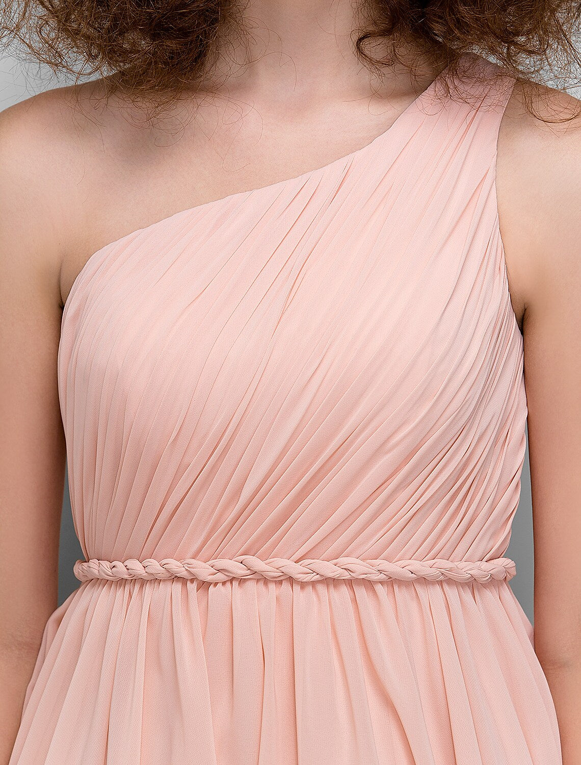 Bridesmaid Dress One Shoulder Sleeveless All Celebrity Styles Knee Length with Side Draping