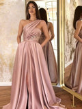 Evening Gown Celebrity Style Dress Formal Wedding Guest Floor Length Sleeveless One Shoulder with Ruched