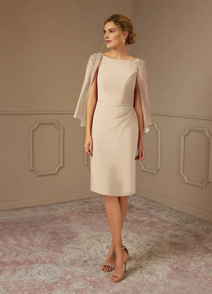Stylish Refined Beautiful Elegant Satin Sheath Knee-Length Mother of the Bride Dress