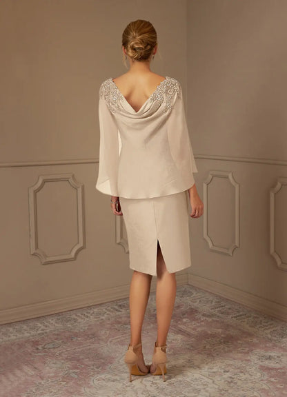 Stylish Refined Beautiful Elegant Satin Sheath Knee-Length Mother of the Bride Dress
