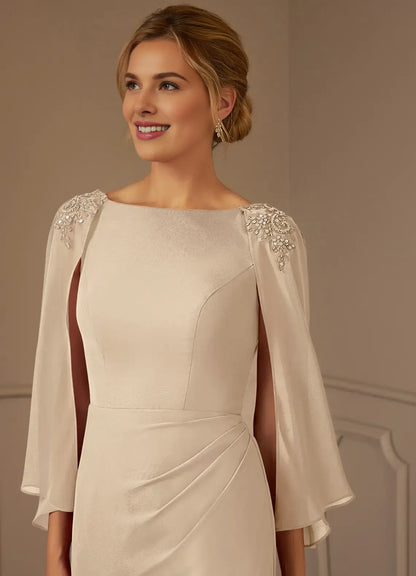 Stylish Refined Beautiful Elegant Satin Sheath Knee-Length Mother of the Bride Dress