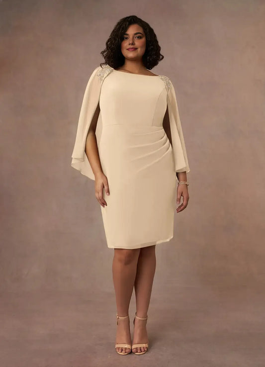 Sophisticated Graceful Stylish Elegant Chiffon Sheath Knee-Length Mother of the Bride Dress