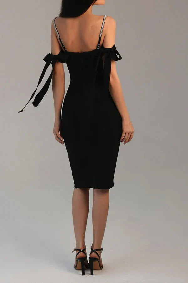 Slim Bodycon Sweetheart Off Shoulder Zipper Back Midi Homecoming Dresses