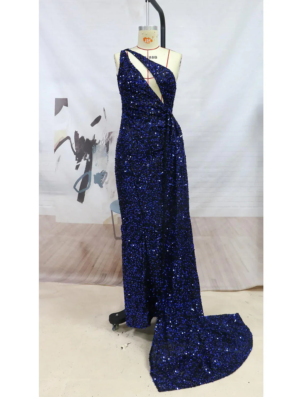 Sparkle Shine High Split Prom Formal Evening Dress One Shoulder Sleeveless with Slit