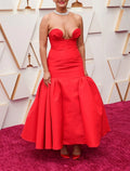 Evening Gown Celebrity Style Dress Formal Wedding Guest Floor Length Sleeveless Strapless Taffeta with Pleats