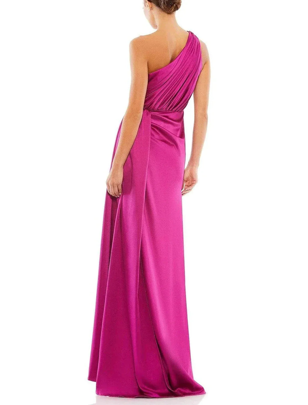Evening Gown Elegant Dress Formal Wedding Floor Length Sleeveless One Shoulder Charmeuse with Ruched Slit