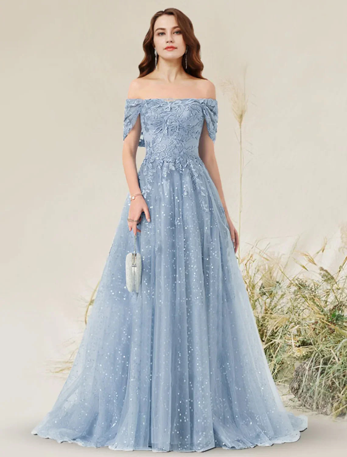Wedding Guest Sleeveless Off Shoulder with Pleats