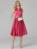 Pink Wedding Guest Knee Length Sleeveless V Wire Dress with Sash / Ribbon