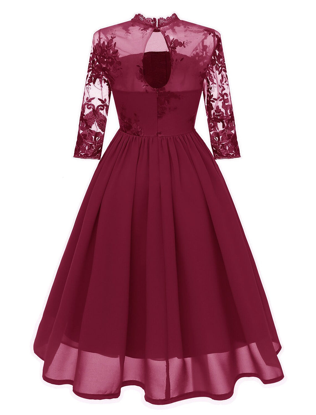 Cocktail Dresses Vintage Dress Graduation Party Wear Knee Length Sleeveless Jewel Neck with Insert Embroidery Appliques