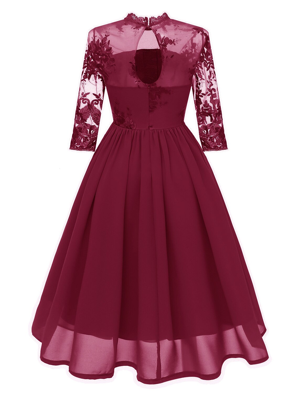 Cocktail Dresses Vintage Dress Graduation Party Wear Knee Length Sleeveless Jewel Neck with Insert Embroidery Appliques