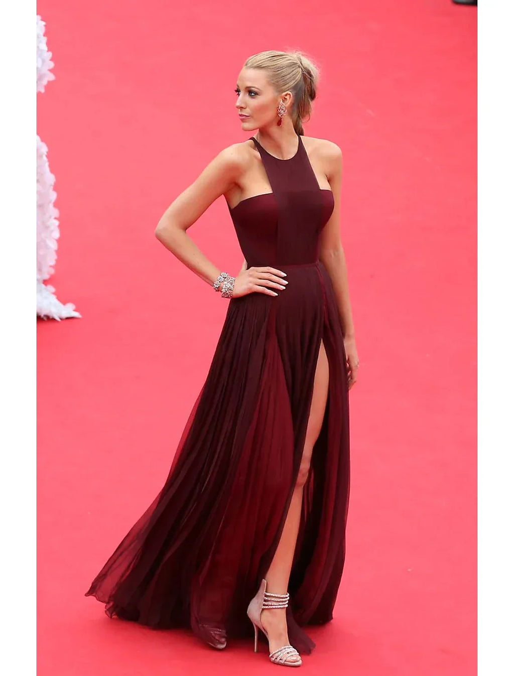 Mermaid / Trumpet Evening Gown Celebrity Style Dress Engagement Floor Length Long Sleeve Jewel Neck with Sash / Ribbon Appliques