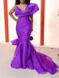 Black Mermaid / Trumpet Evening Gown Celebrity Style Dress Formal Tie Court Train Sleeveless One Shoulder with Ruched