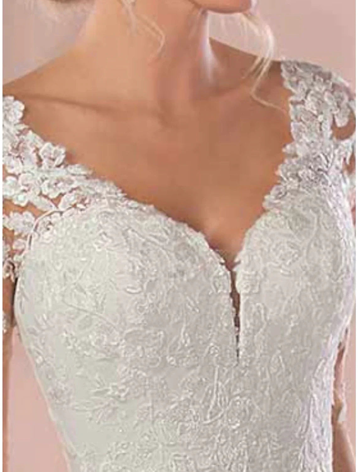 Wedding Guest Wedding Party Sweep / Brush Train Long Sleeve V Neck with Appliques